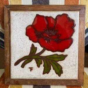 Vintage Fiesta Handmade Tile with Poppy